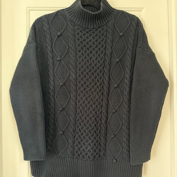 J. Crew Cotton Mock Neck Sweater size Medium, Black. EUC - Picture 1 of 2